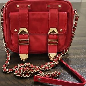 Rebecca Minkoff Red Leather Crossbody with Gold Hardware